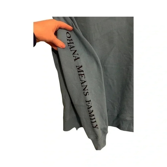 Disney Lilo & Stitch Ohana Embroidered Front Screen Print Back Sweater Juniors L - Picture 4 of 6